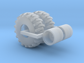 1/64 backhoe tire and wheel pair in Smooth Fine Detail Plastic