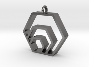 hex logo pendant in Polished Nickel Steel
