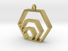 hex logo pendant in Natural Brass