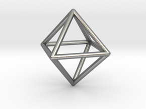 Simple Wireframed Octahedron in Natural Silver