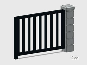 5' x 6' Rod Iron Fence Section - 2X. in Smooth Fine Detail Plastic: 1:87 - HO
