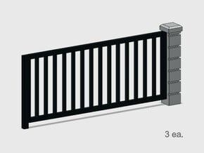 5' x 10' Rod Iron Fence Section - 3X. in Tan Fine Detail Plastic