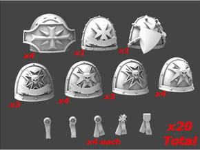 Templar Shoulderpad Sprue 10 in Smooth Fine Detail Plastic