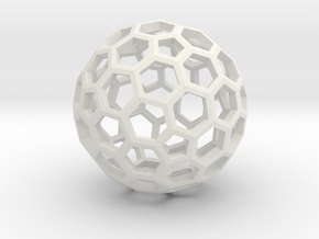 Goldberg Polyhedron [2,1] flat faces in White Natural Versatile Plastic