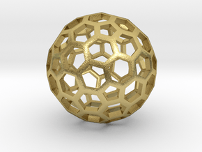 Goldberg Polyhedron [2,1] flat faces in Natural Brass