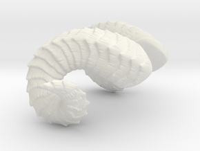 Small Curled Horns | "Laura" in White Natural Versatile Plastic: Medium