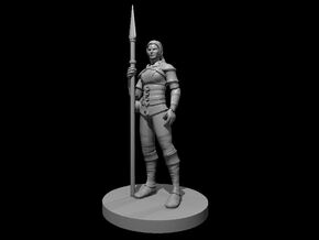 Human Female Fighter with Spear  in Tan Fine Detail Plastic