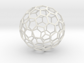 Goldberg Polyhedron[2,1], flat faces, large in White Natural Versatile Plastic