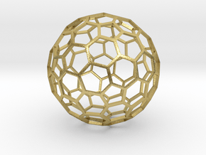 Goldberg Polyhedron[2,1], flat faces, large in Natural Brass