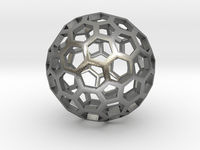 Goldberg Polyhedron [2,1] flat faces in Natural Silver
