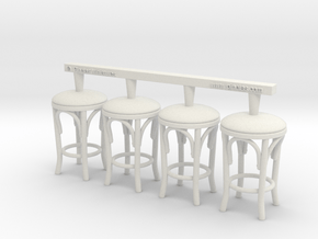 Stool 02. 1:24 Scale x4 Units in White Natural Versatile Plastic