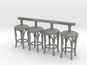 Stool 02. 1:24 Scale x4 Units in Gray PA12