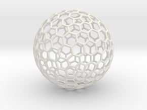 Goldberg Polyhedron[3,2], round struts in White Natural Versatile Plastic