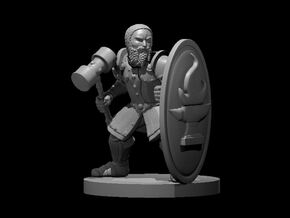 Dwarf Fighter w Tower Shield n Hammer in Tan Fine Detail Plastic