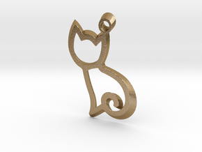 Cat_Pendant in Polished Gold Steel
