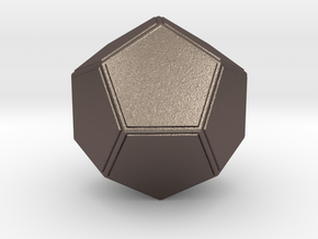 0847 Dodecahedron (Faces & full color, 5 cm) in Polished Bronzed-Silver Steel