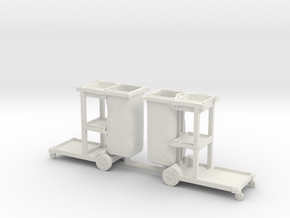Cleaning Cart 01. 1:34 Scale  x2 Units in White Natural Versatile Plastic