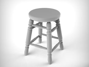 Stool 03. 1:12 Scale x2 Units in White Natural Versatile Plastic