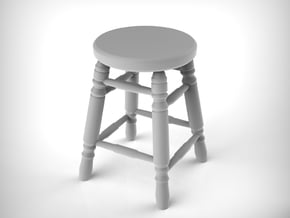 Stool 03. 1:24 Scale x4 Units in White Natural Versatile Plastic