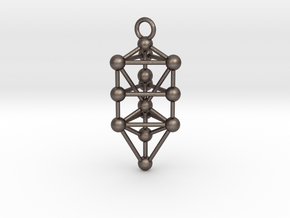 Triangular Tree of Life with Da'ath in Polished Bronzed-Silver Steel