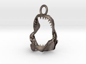 white shark jaw pendant in Polished Bronzed-Silver Steel