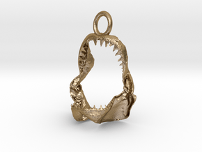 white shark jaw pendant in Polished Gold Steel