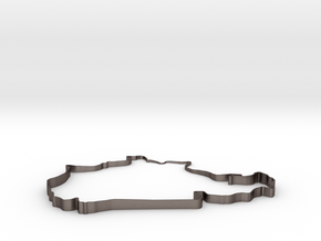 Nordschleife 3D with elevation in Polished Bronzed-Silver Steel