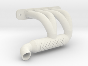 Axial SMT-10 Exhaust Header SH-2C-SHORT (Right) in White Natural Versatile Plastic