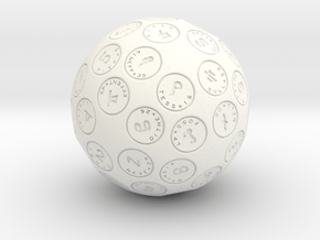 d60 Argam Sexagesimal Sphere Dice in White Processed Versatile Plastic
