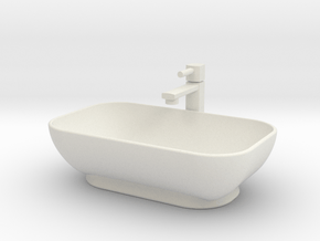 Bath Sink with tap in 1:12 and 1:24 in White Premium Versatile Plastic: 1:12
