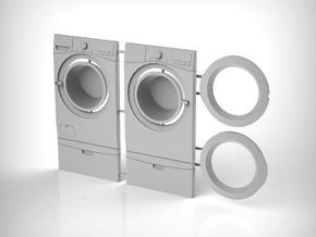 Washer & Dryer Set 01. 1:12 Scale  in White Natural Versatile Plastic