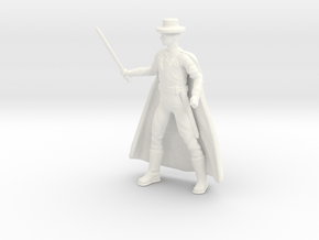 Zorro with Cape in White Processed Versatile Plastic