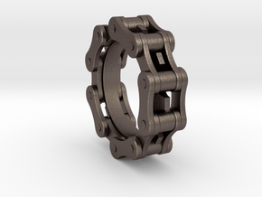 Bicycle Chain Ring in Polished Bronzed Silver Steel