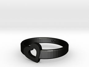 Simple Love Heart Ring - Size 5 in Matte Black Steel