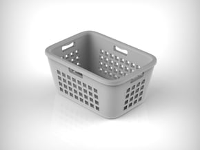 Laundry Basket 01. 1:12 Scale in White Natural Versatile Plastic