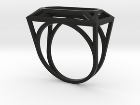 Wire Emerald Ring - US Size 08 in Black Premium Versatile Plastic