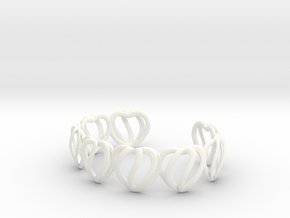 Heart Cage Bracelet (8 small hearts) in White Processed Versatile Plastic