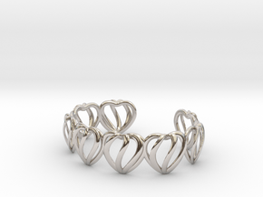 Heart Cage Bracelet (8 small hearts) in Platinum