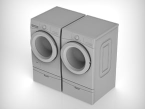 Washer & Dryer Set 01. 1:24 Scale  in White Natural Versatile Plastic