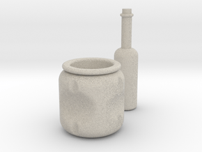 Pot and Bottle set in Natural Sandstone
