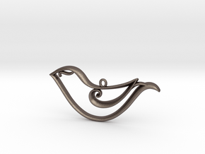 The Bird Pendant in Polished Bronzed Silver Steel