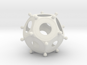Roman Dodecahedron 100 Large in White Natural Versatile Plastic