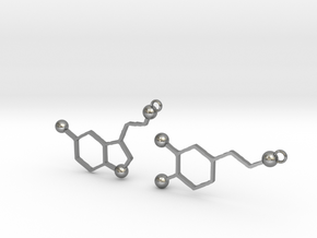 Dopamine & Serotonin Earrings in Natural Silver