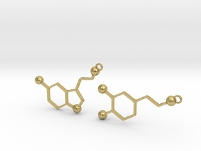 Dopamine & Serotonin Earrings in Natural Brass