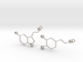 Dopamine & Serotonin Earrings in Rhodium Plated Brass