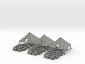 1/144 WWII US M1934 Tent Opened with Crates 3 pcs. in Gray PA12