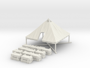1/100 WWII US M1934 Tent with rolled up sides in White Natural Versatile Plastic