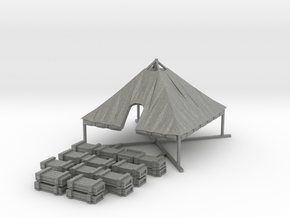 1/144 WWII US M1934 Tent Opened with Crates in Gray PA12