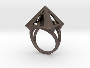  Pyramid Ring Size9 in Polished Bronzed Silver Steel