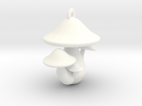 Mushroom Charm in White Processed Versatile Plastic